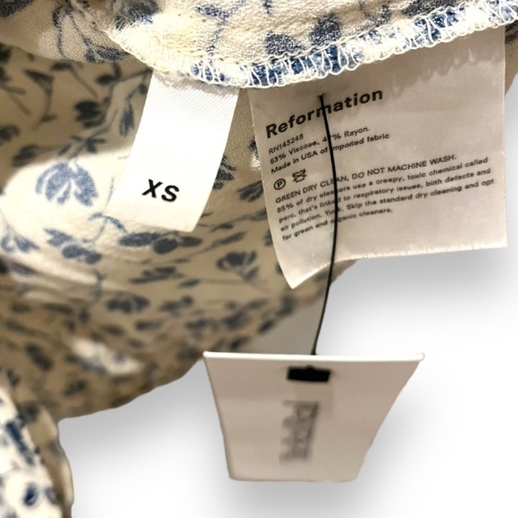 Reformation Dress Mini Floral Cream Blue Marlowe Size XS - Picture 6 of 7